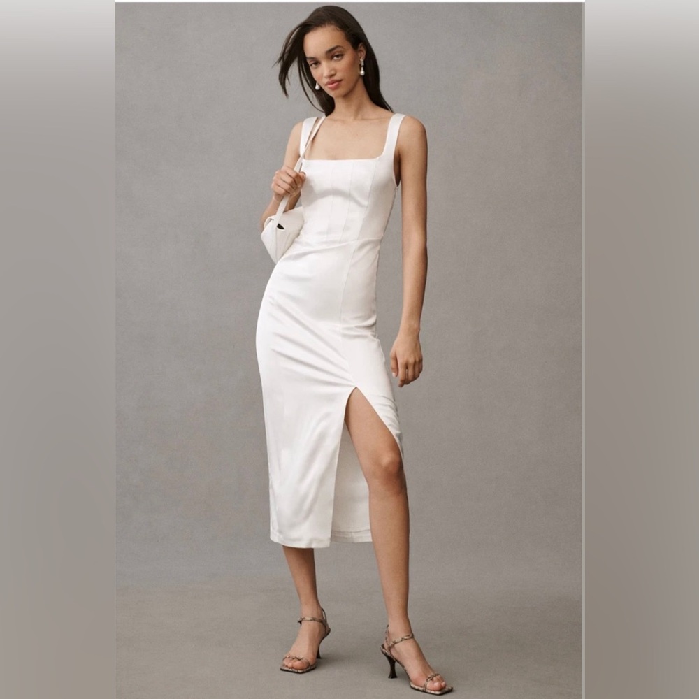 Anthropologie BHLDN Sleeveless Satin Corset Midi Dress